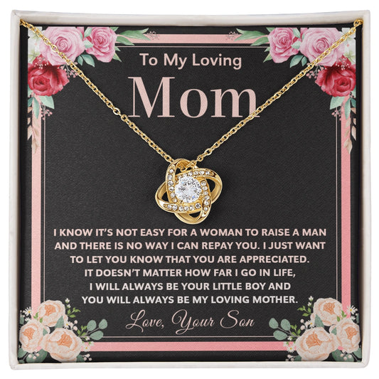 "To My Loving Mom" - Love Knot Necklace | Forever Your Little Boy