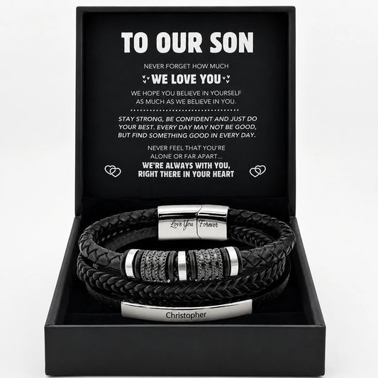 "To My Son" - Personalized Leather Bracelet | I Believe In You
