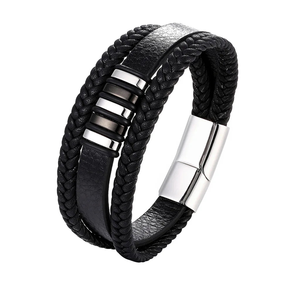"To My Son" - Personalized Bead Cluster Leather Bracelet | A Piece Of Me