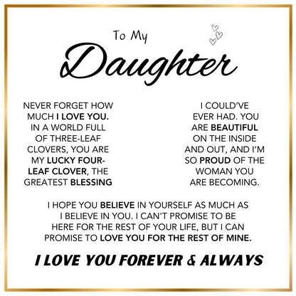 To My Daughter - "Lucky Charm" 4-Leaf Clover Necklace & Forever Rose Eternal Gift Set