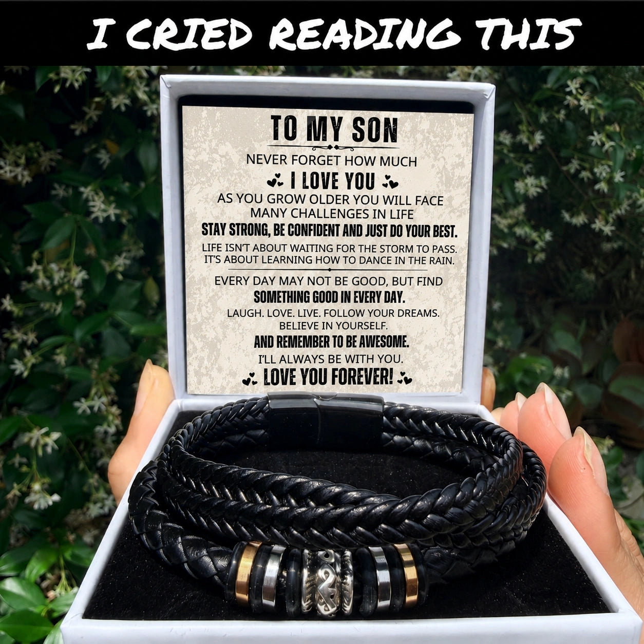 "To My Son" - Love You Forever Braided Vegan Leather Bracelet