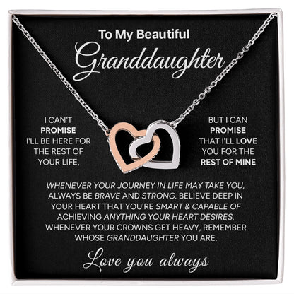 "To My Beautiful Granddaughter" - Interlocking Hearts Necklace | Brave & Strong