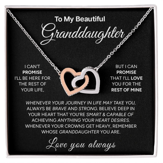 "To My Beautiful Granddaughter" - Interlocking Hearts Necklace | Brave & Strong