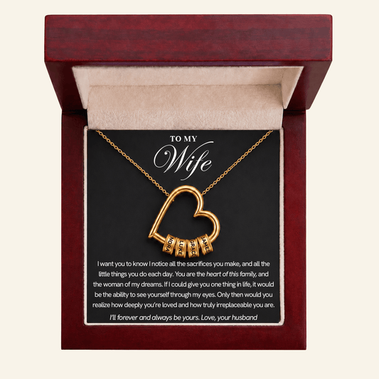 "To My Wife" - Personalized Heart Pendant Necklace | Heart Of The Family