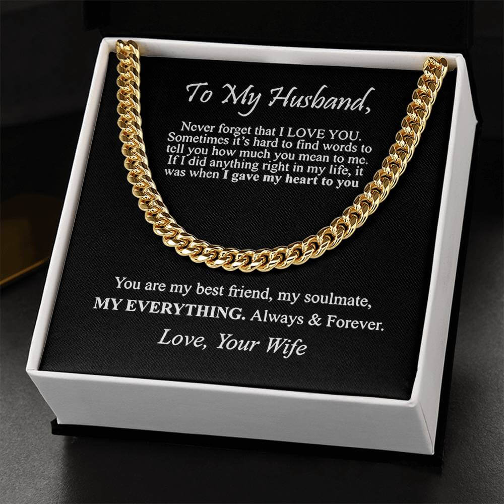 "To My Husband" - Cuban Link Chain Necklace | Best Friend & Soulmate