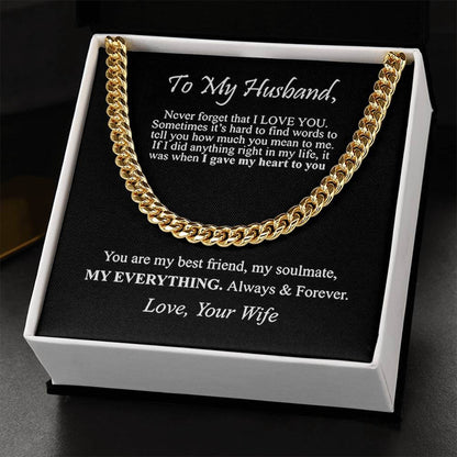 "To My Husband" - Cuban Link Chain Necklace | Best Friend & Soulmate