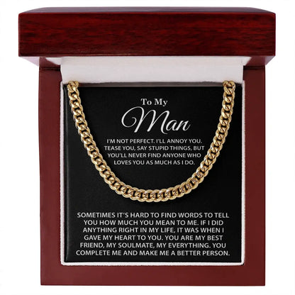 "To My Man" - Cuban Link Chain Necklace | Nobody Loves You More