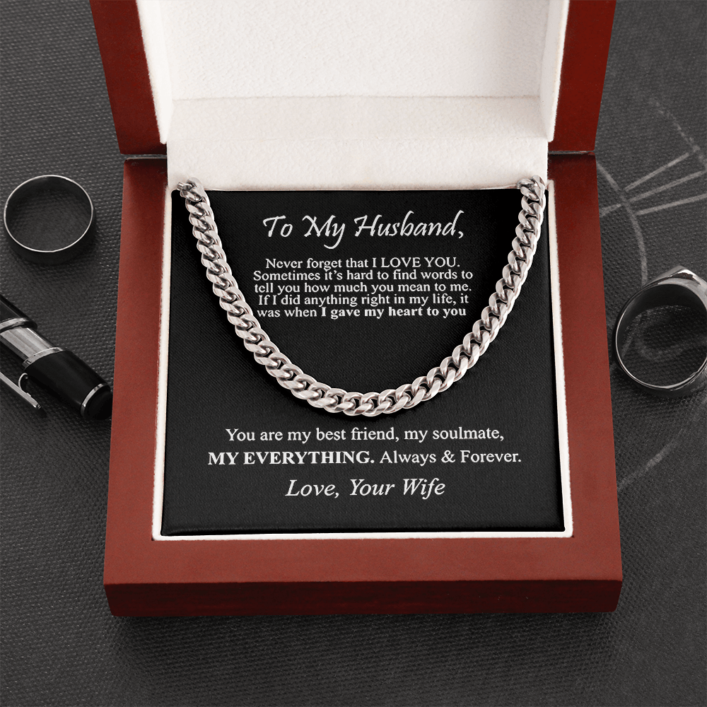 "To My Husband" - Cuban Link Chain Necklace | Best Friend & Soulmate