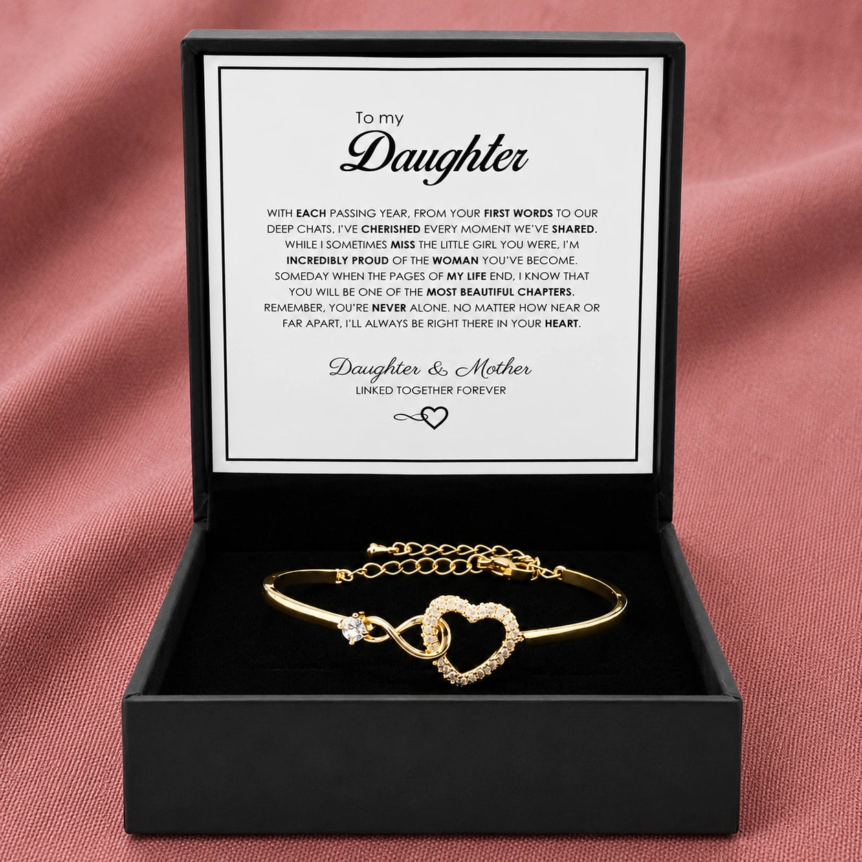 "To My Daughter" - Infinity Heart Bracelet | Linked Together Forever