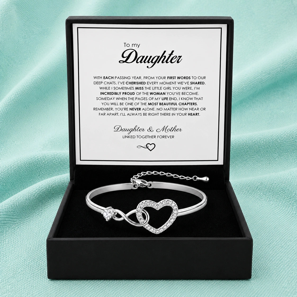 "To My Daughter" - Infinity Heart Bracelet | Linked Together Forever