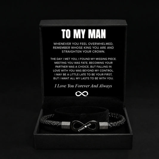 "To My Man" - Infinity Personalized Bracelet | Whose King You Are