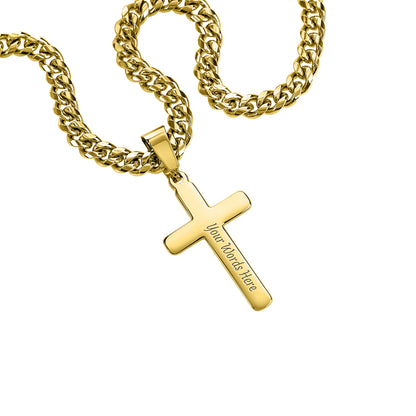 "To My Son" - Personalized Cross Necklace with Cuban Link Chain | Faith And His Name
