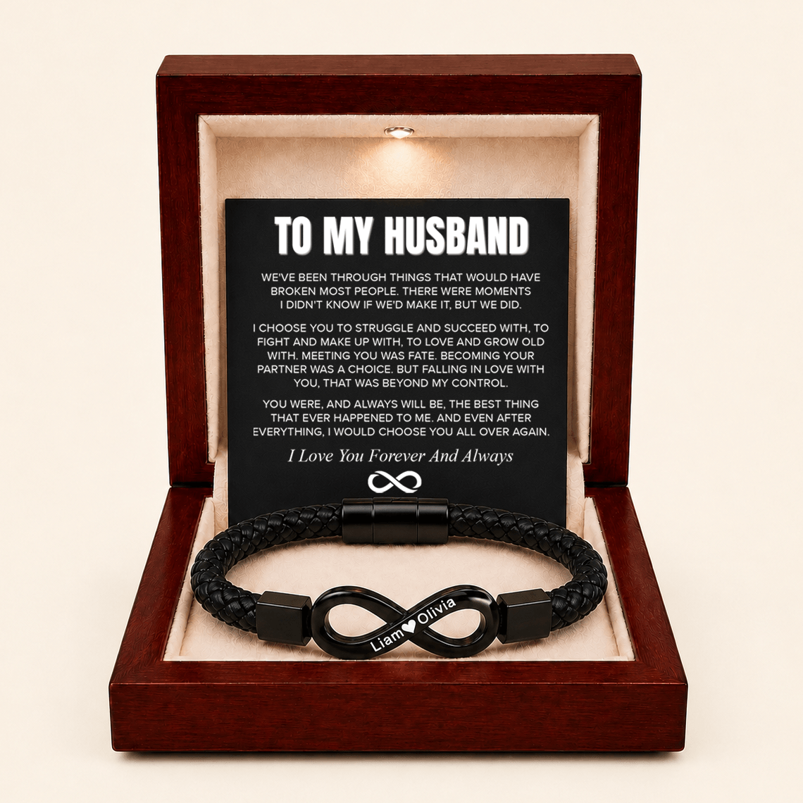"To My Husband" - Infinity Personalized Bracelet