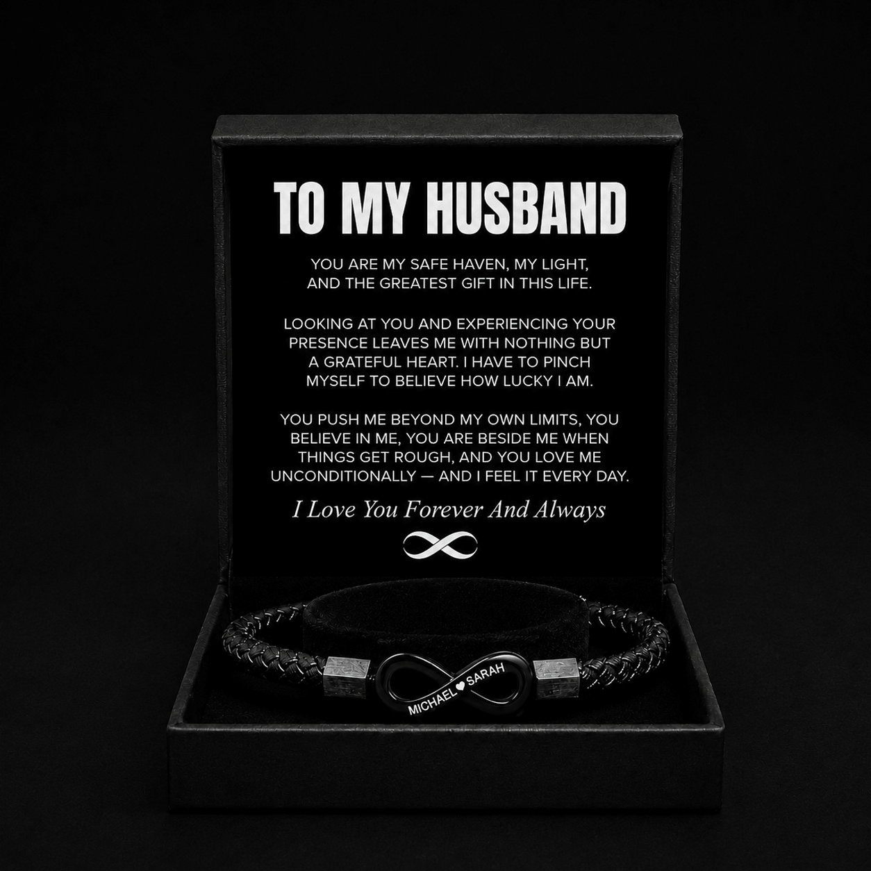 "To My Husband" - Infinity Personalized Bracelet | My Safe Haven