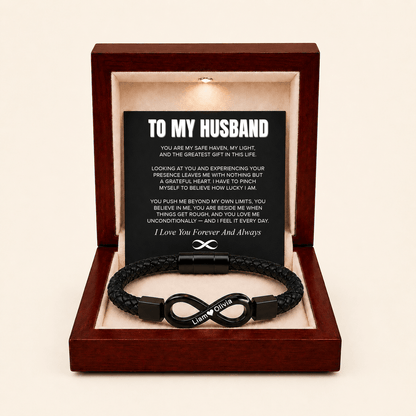 "To My Husband" - Infinity Personalized Bracelet | My Safe Haven