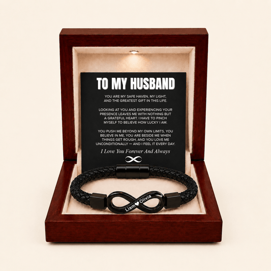 "To My Husband" - Infinity Personalized Bracelet | My Safe Haven