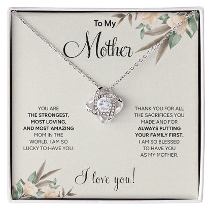 "To My Mother" Love Knot Necklace | Unconditional Love