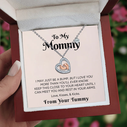 "To My Mommy" - Baby Feet Heart Necklace | Love Before We Meet