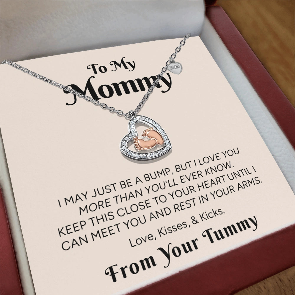 "To My Mommy" - Baby Feet Heart Necklace | Love Before We Meet