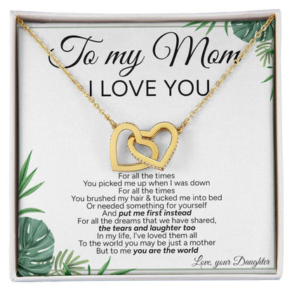 "To My Mom" - Interlocking Hearts Necklace | You Are My World