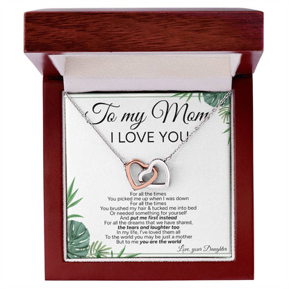 "To My Mom" - Interlocking Hearts Necklace | You Are My World