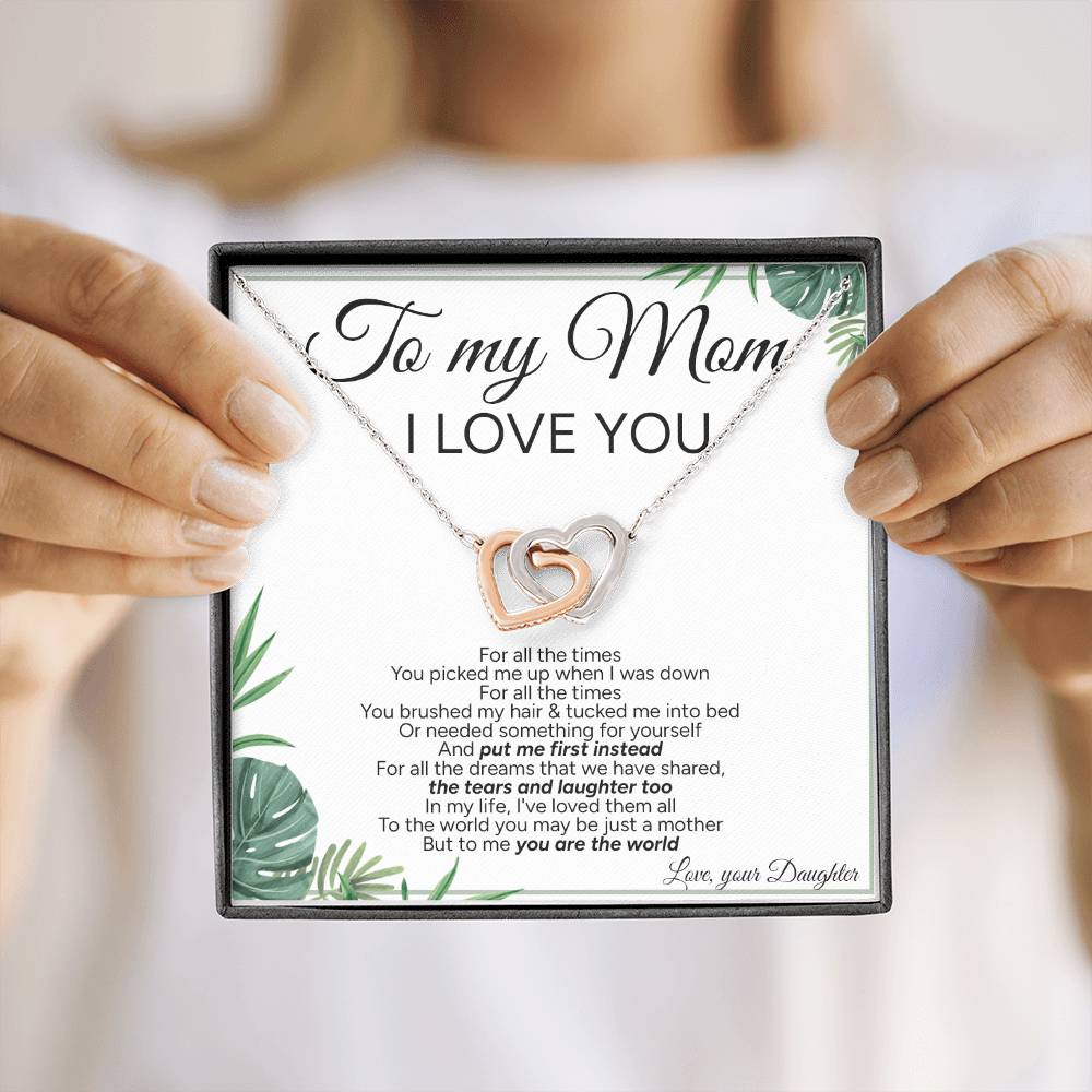 "To My Mom" - Interlocking Hearts Necklace | You Are My World