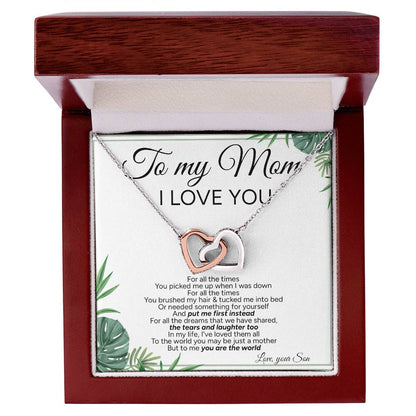 "To My Mom" - Interlocking Hearts Necklace | My Heart, My Home