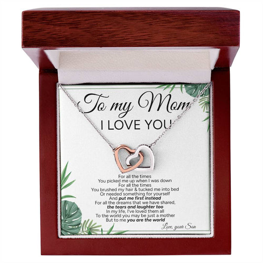 "To My Mom" - Interlocking Hearts Necklace | My Heart, My Home