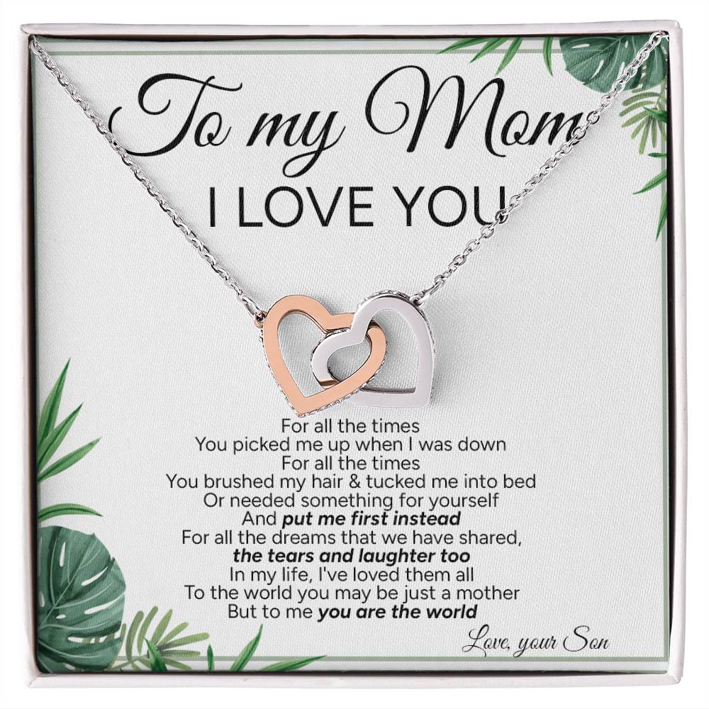 "To My Mom" - Interlocking Hearts Necklace | My Heart, My Home