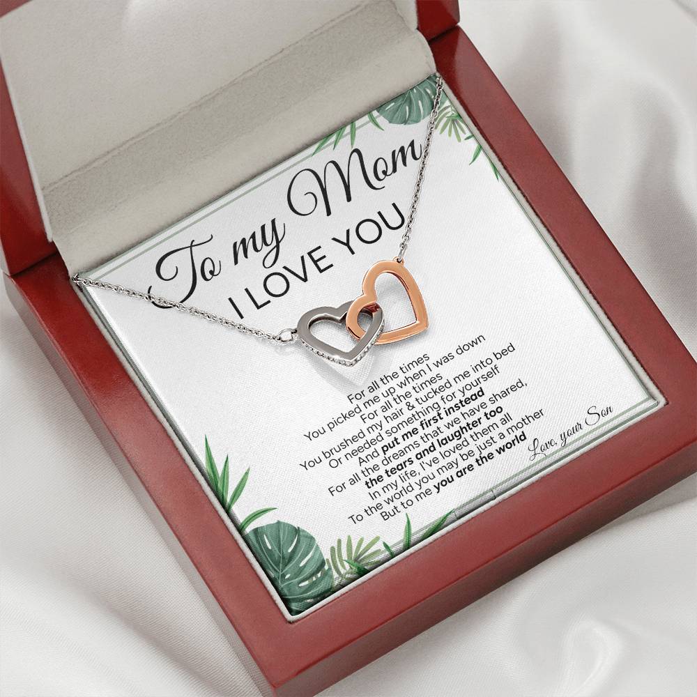 "To My Mom" - Interlocking Hearts Necklace | My Heart, My Home