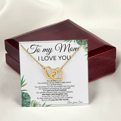 "To My Mom" - Interlocking Hearts Necklace | My Heart, My Home