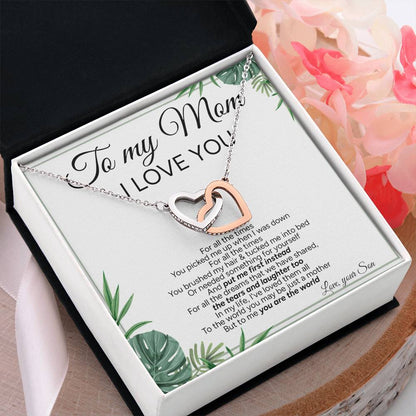 "To My Mom" - Interlocking Hearts Necklace | My Heart, My Home