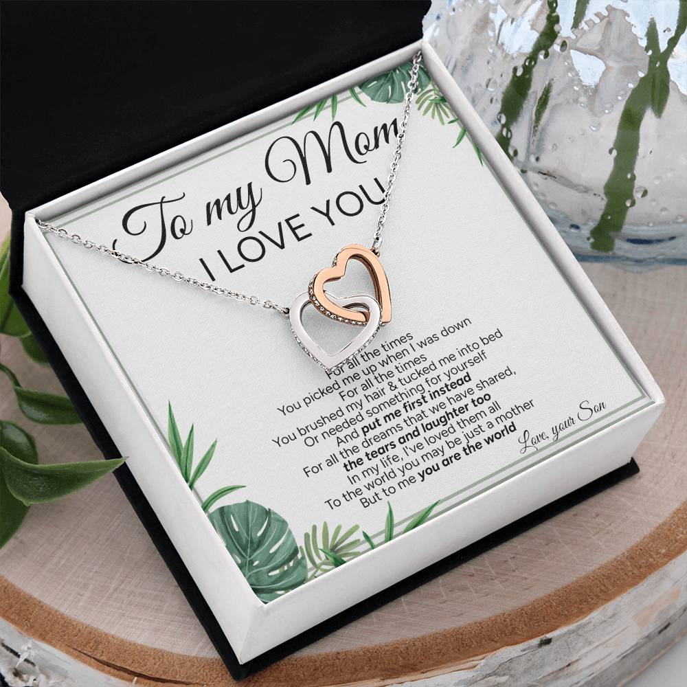 "To My Mom" - Interlocking Hearts Necklace | My Heart, My Home