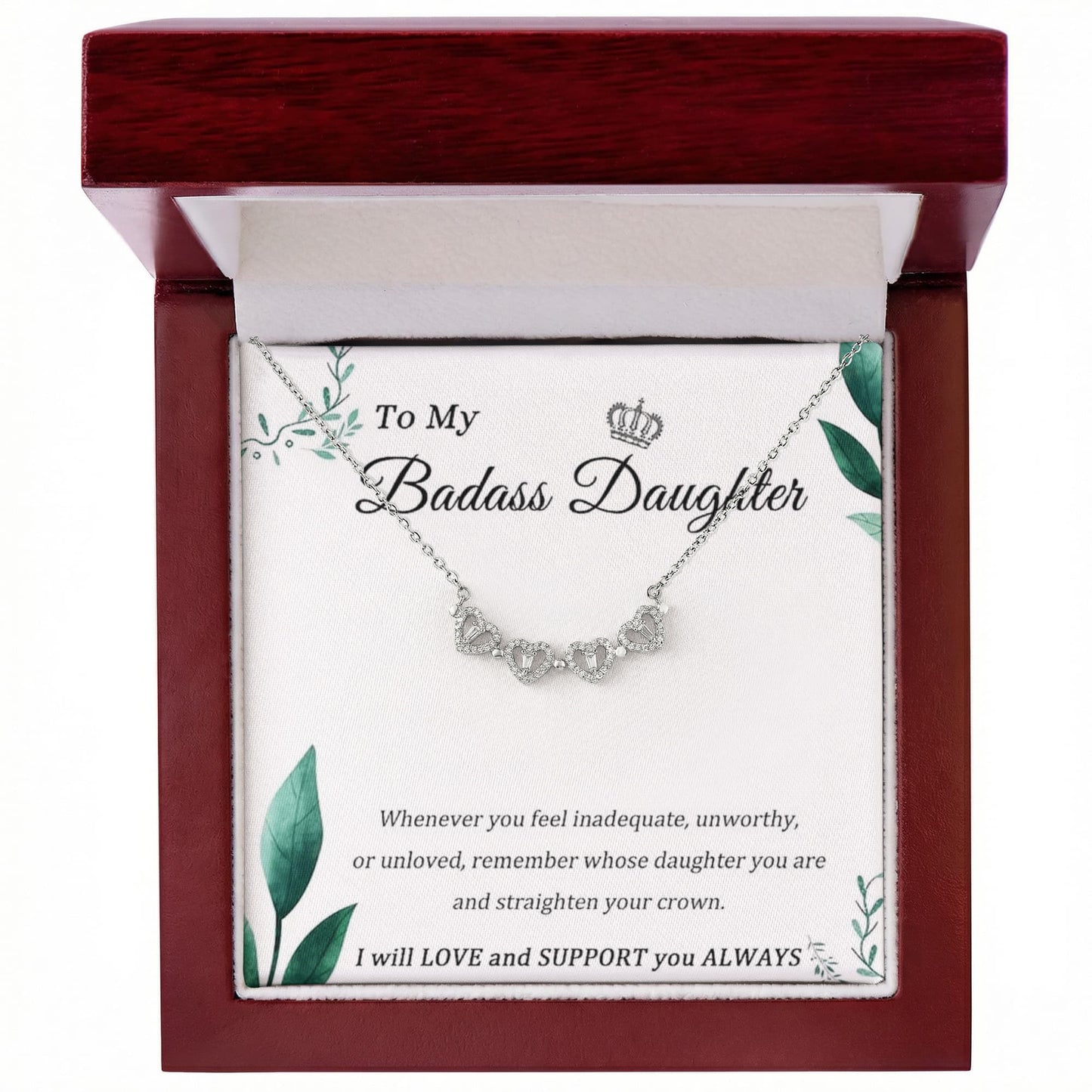 "To My Daughter" - Magnetic Hearts Necklace | Straighten Your Crown