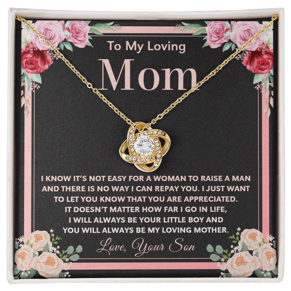 "To My Loving Mom" - Love Knot Necklace | Forever Your Little Boy