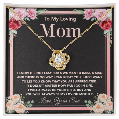 "To My Loving Mom" - Love Knot Necklace | Forever Your Little Boy