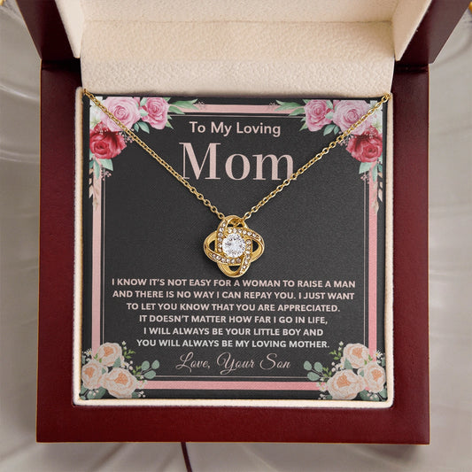 "To My Loving Mom" - Love Knot Necklace | Forever Your Little Boy