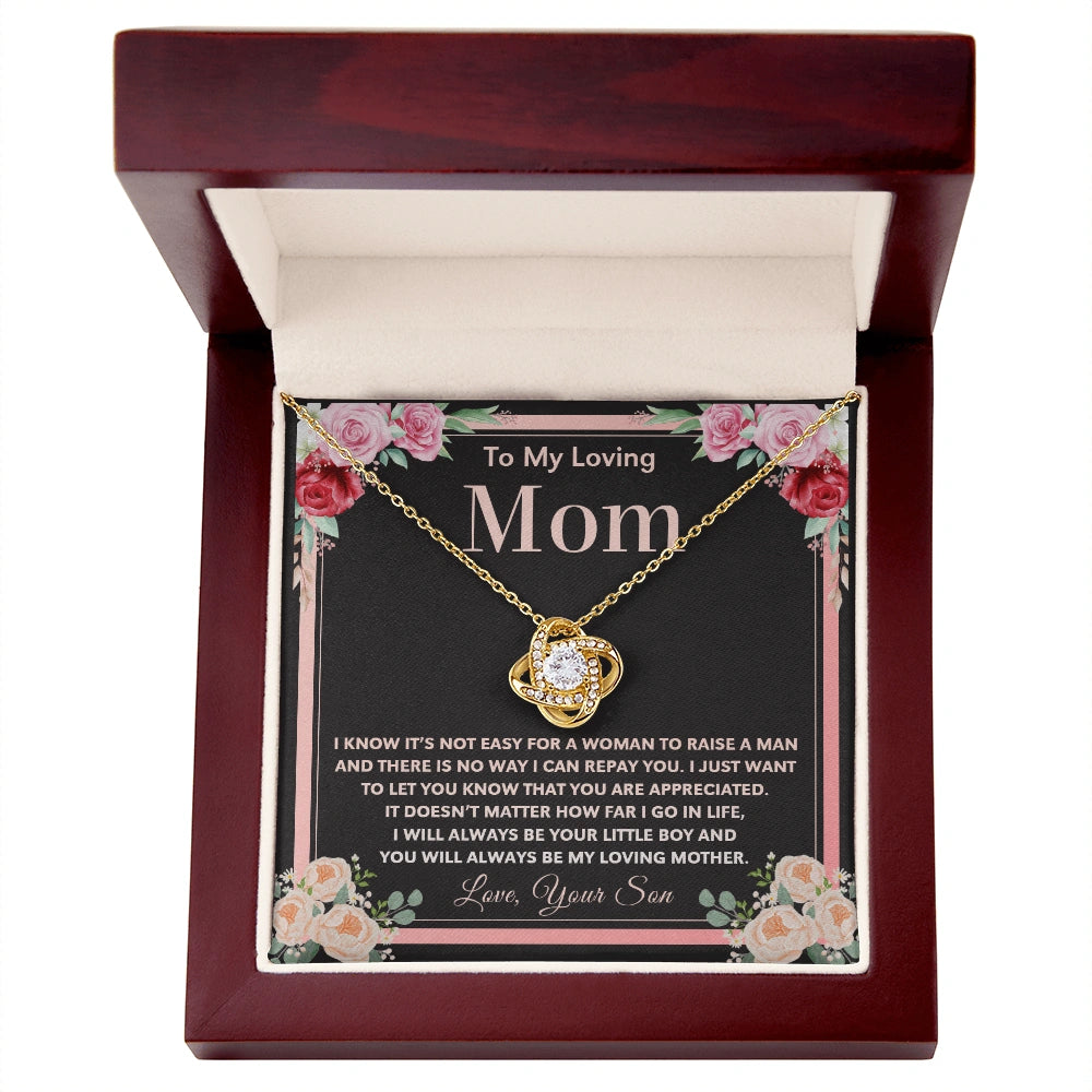 "To My Loving Mom" - Love Knot Necklace | Forever Your Little Boy