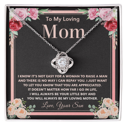 "To My Loving Mom" - Love Knot Necklace | Forever Your Little Boy
