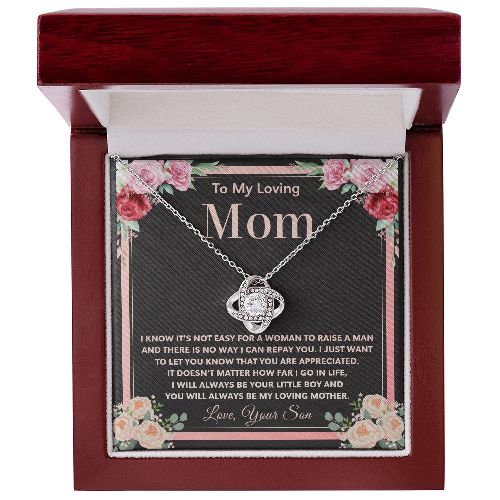 "To My Loving Mom" - Love Knot Necklace | Forever Your Little Boy
