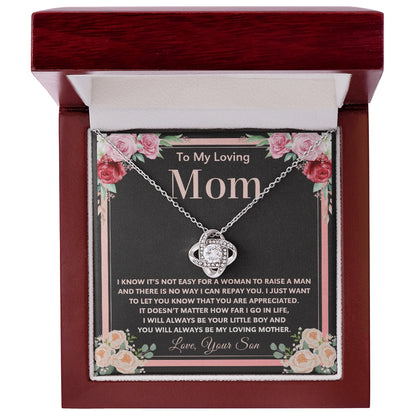 "To My Loving Mom" - Love Knot Necklace | Forever Your Little Boy