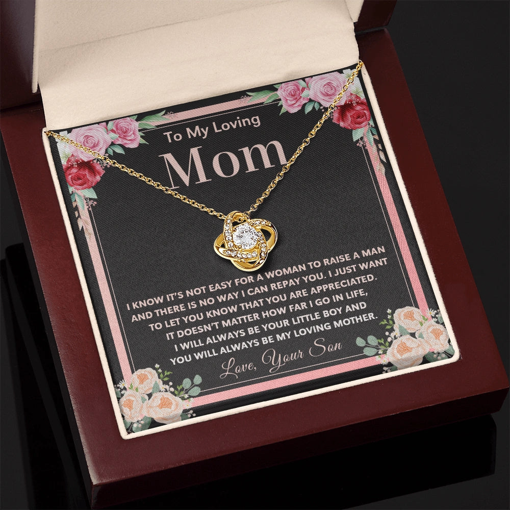 "To My Loving Mom" - Love Knot Necklace | Forever Your Little Boy