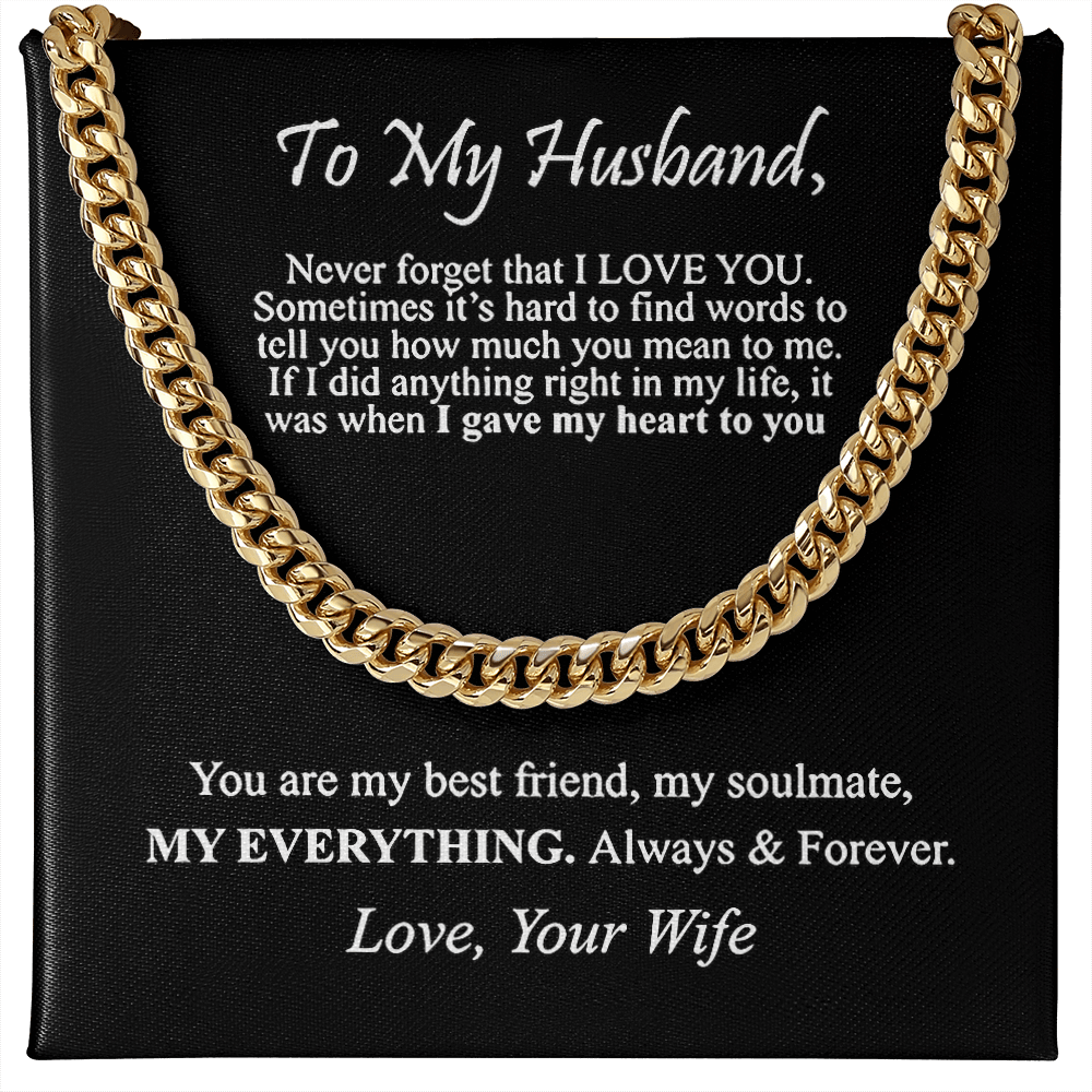"To My Husband" - Cuban Link Chain Necklace | Best Friend & Soulmate
