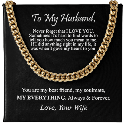 "To My Husband" - Cuban Link Chain Necklace | Best Friend & Soulmate