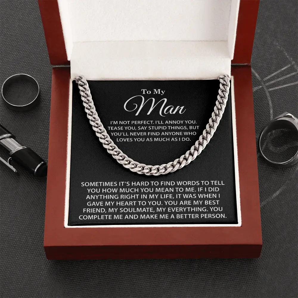 "To My Man" - Cuban Link Chain Necklace | Nobody Loves You More