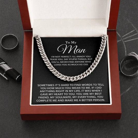 "To My Man" - Cuban Link Chain Necklace | Nobody Loves You More