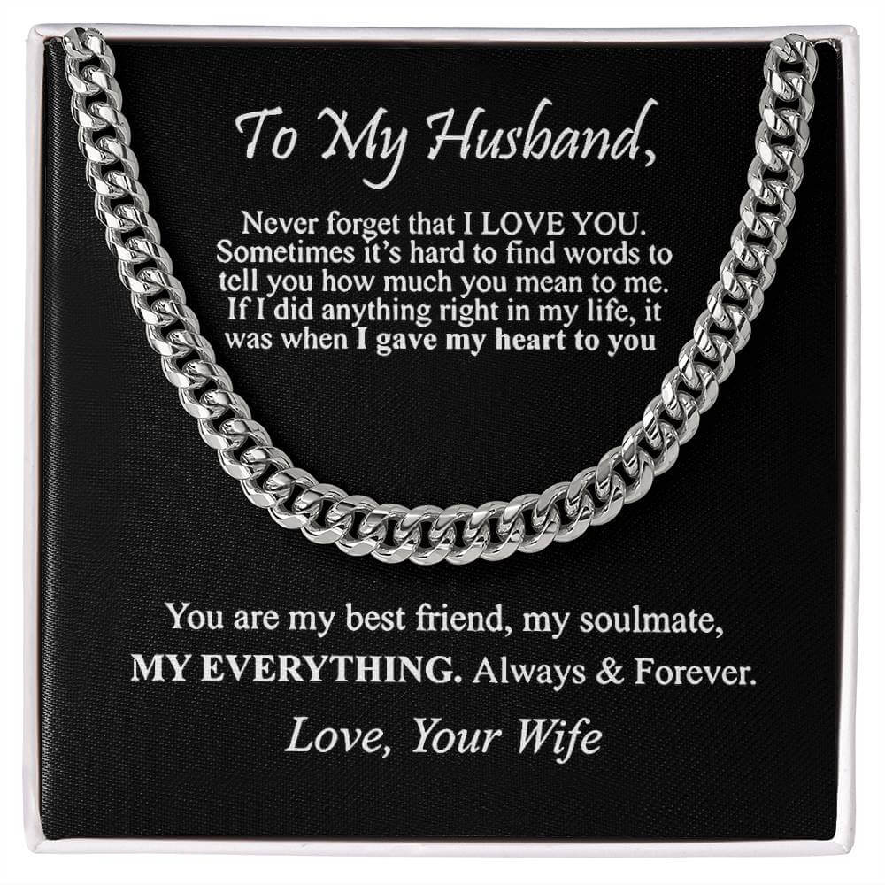 "To My Husband" - Cuban Link Chain Necklace | Best Friend & Soulmate