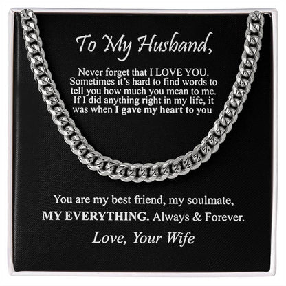 "To My Husband" - Cuban Link Chain Necklace | Best Friend & Soulmate