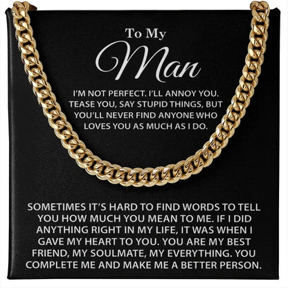 "To My Man" - Cuban Link Chain Necklace | Nobody Loves You More