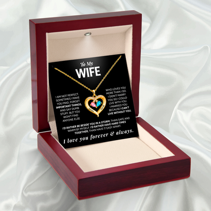 To My Wife - Personalized Couples Birthstone Heart Necklace